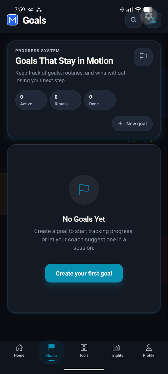 MeCoach goals tracked across sessions